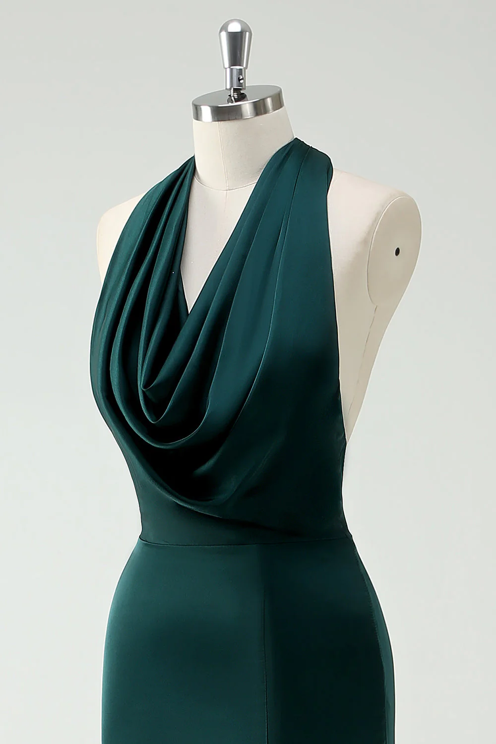 Dos nu pin vert sirène longue robe de demoiselle d’honneur avec fente - Image 6