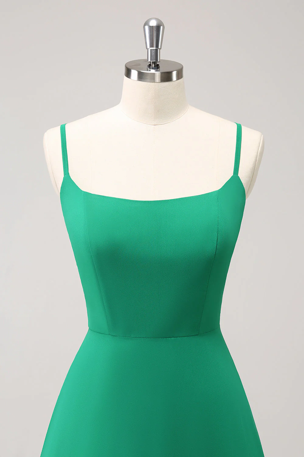Élégant vert A ligne spaghetti bretelles robe de demoiselle d’honneur - Image 4