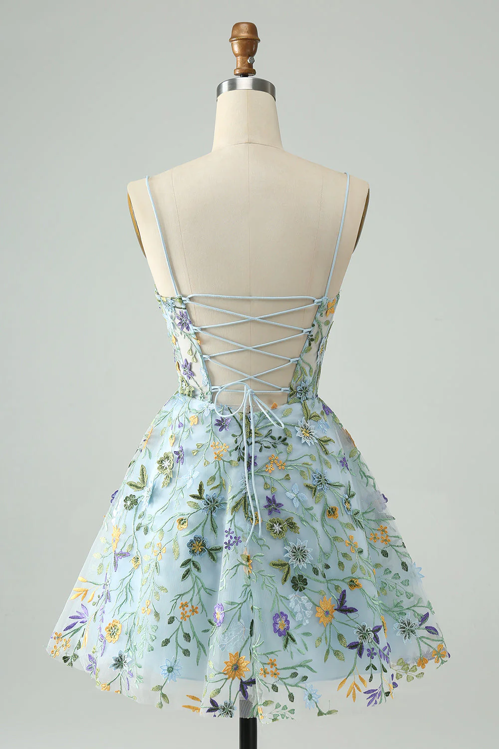 Élégante fleur bleue corset corset courte de retour à la maison avec broderie - Image 2
