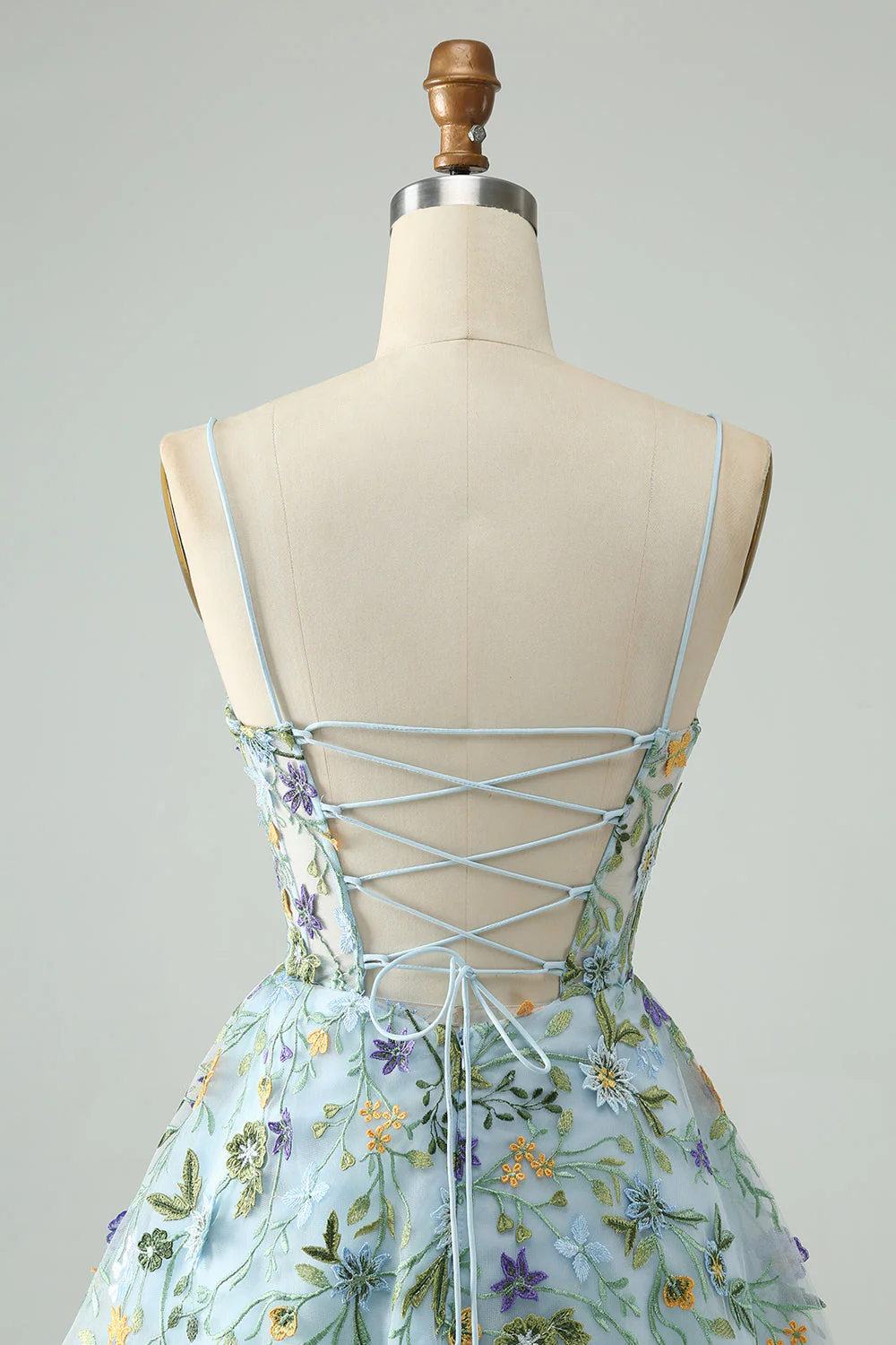 Élégante fleur bleue corset corset courte de retour à la maison avec broderie - Image 5
