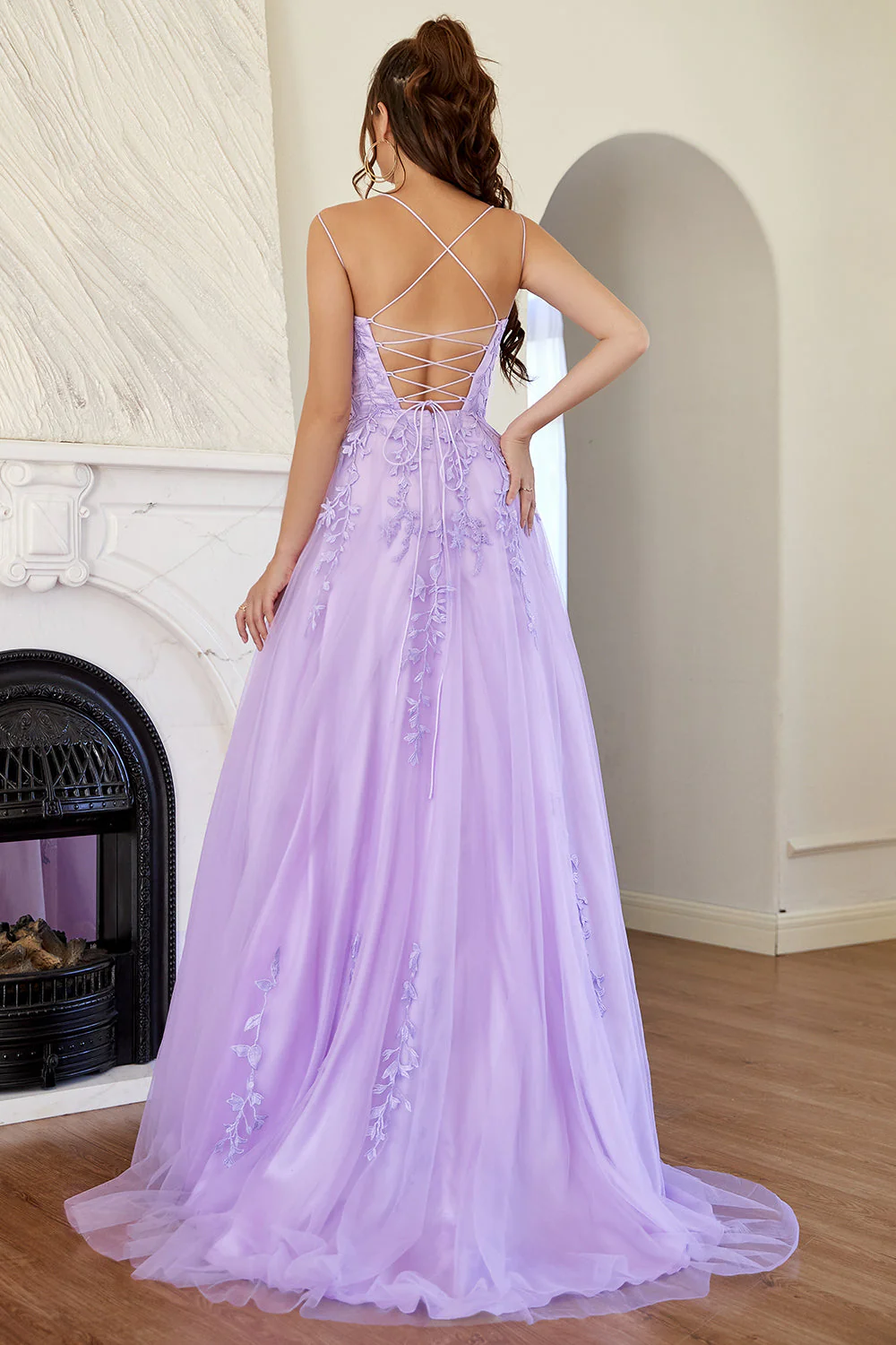 Élégante robe de bal Lavande A-line - Image 2