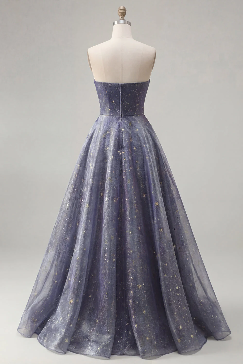 Élégante robe de bal longue étoilée avec un corsage sculptural froncé et une jupe trapèze en A - Image 2