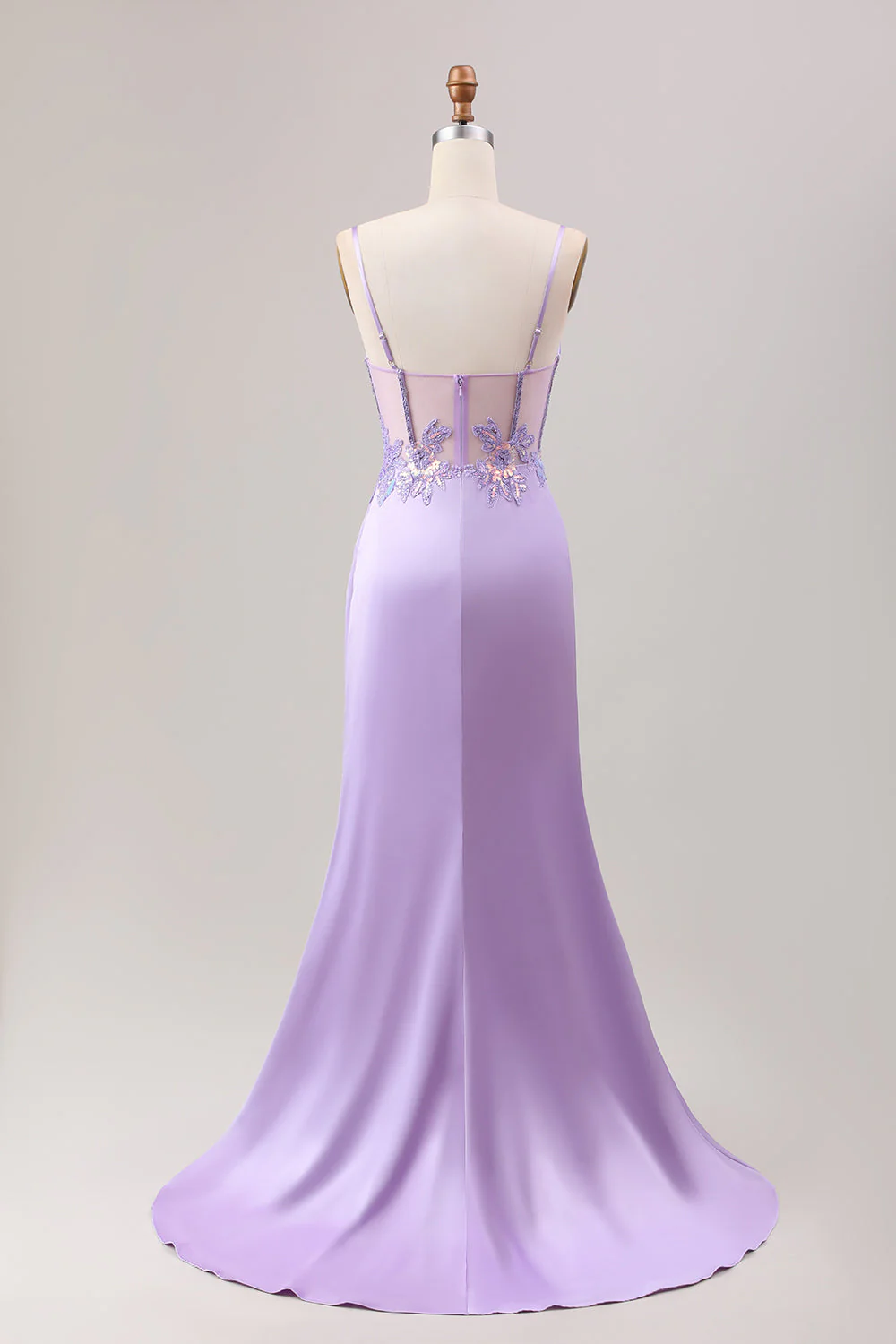 Robe de soirée longue sirène plissée en sequins sauge avec corset et fente haute - Image 15