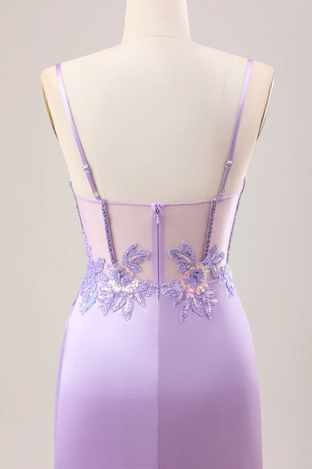 Robe de soirée longue sirène plissée en sequins sauge avec corset et fente haute - Image 18