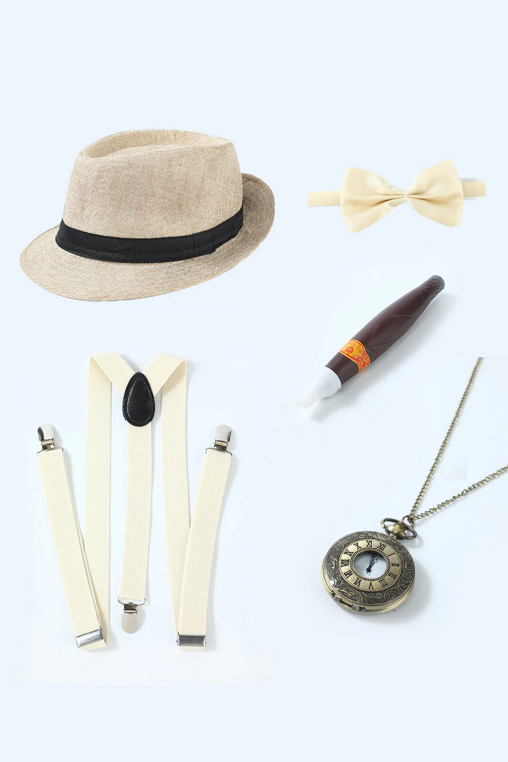 Ensemble d’accessoires kaki des années 20 pour hommes - Image 13