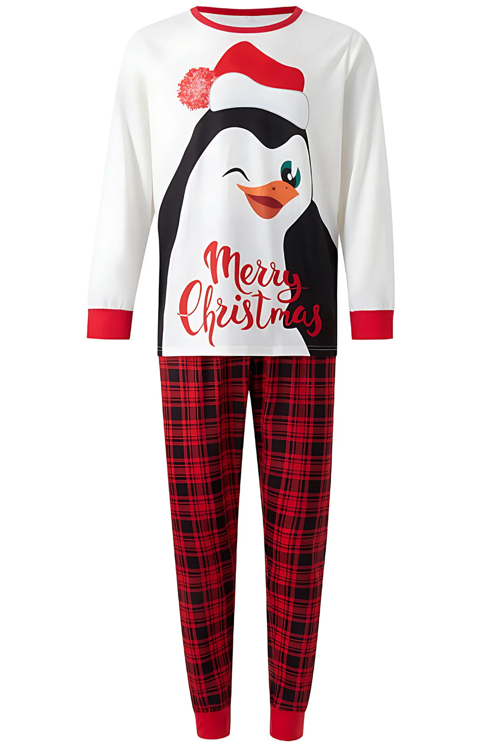 Ensemble de pyjama assorti à carreaux rouges à manches longues pour la famille de Noël - Image 2