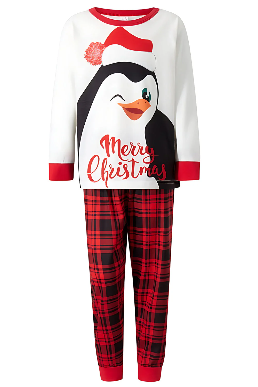 Ensemble de pyjama assorti à carreaux rouges à manches longues pour la famille de Noël - Image 3