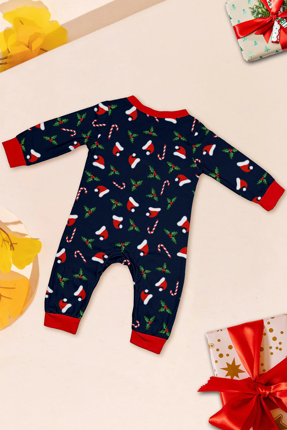 Ensemble de pyjama assorti familial imprimé Joyeux Noël bleu marine - Image 17