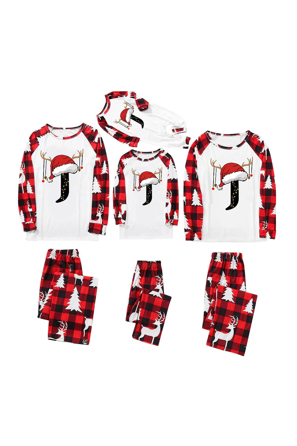 Ensemble de pyjama assorti familial rouge et blanc imprimé de Noël - Image 5
