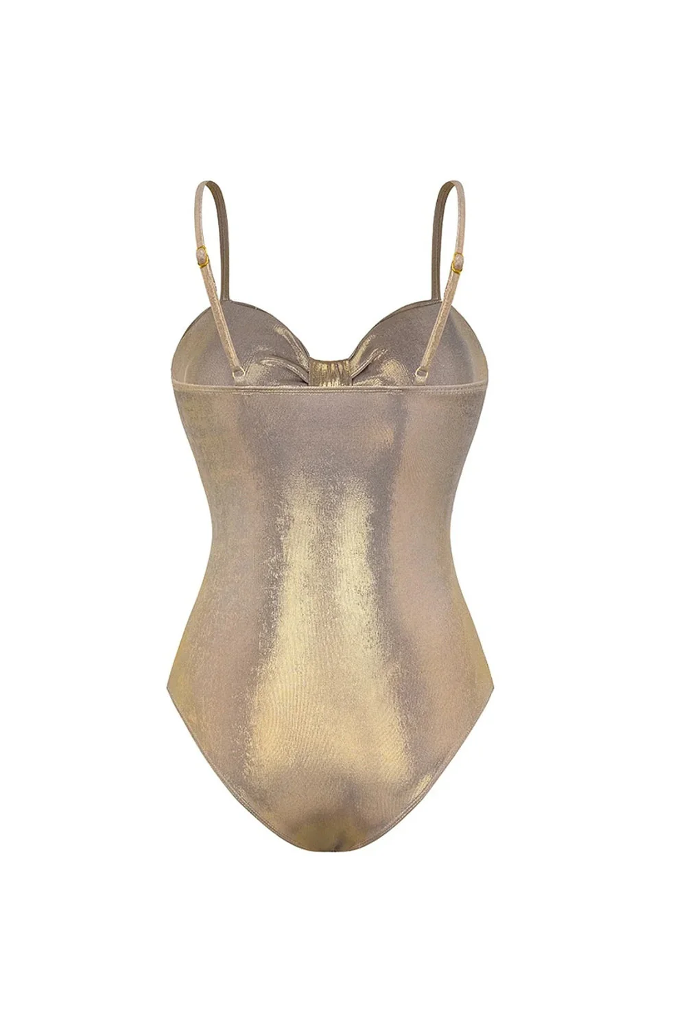 Ensemble maillot de bain doré métallique 4 pièces découpé avec couverture - Image 3