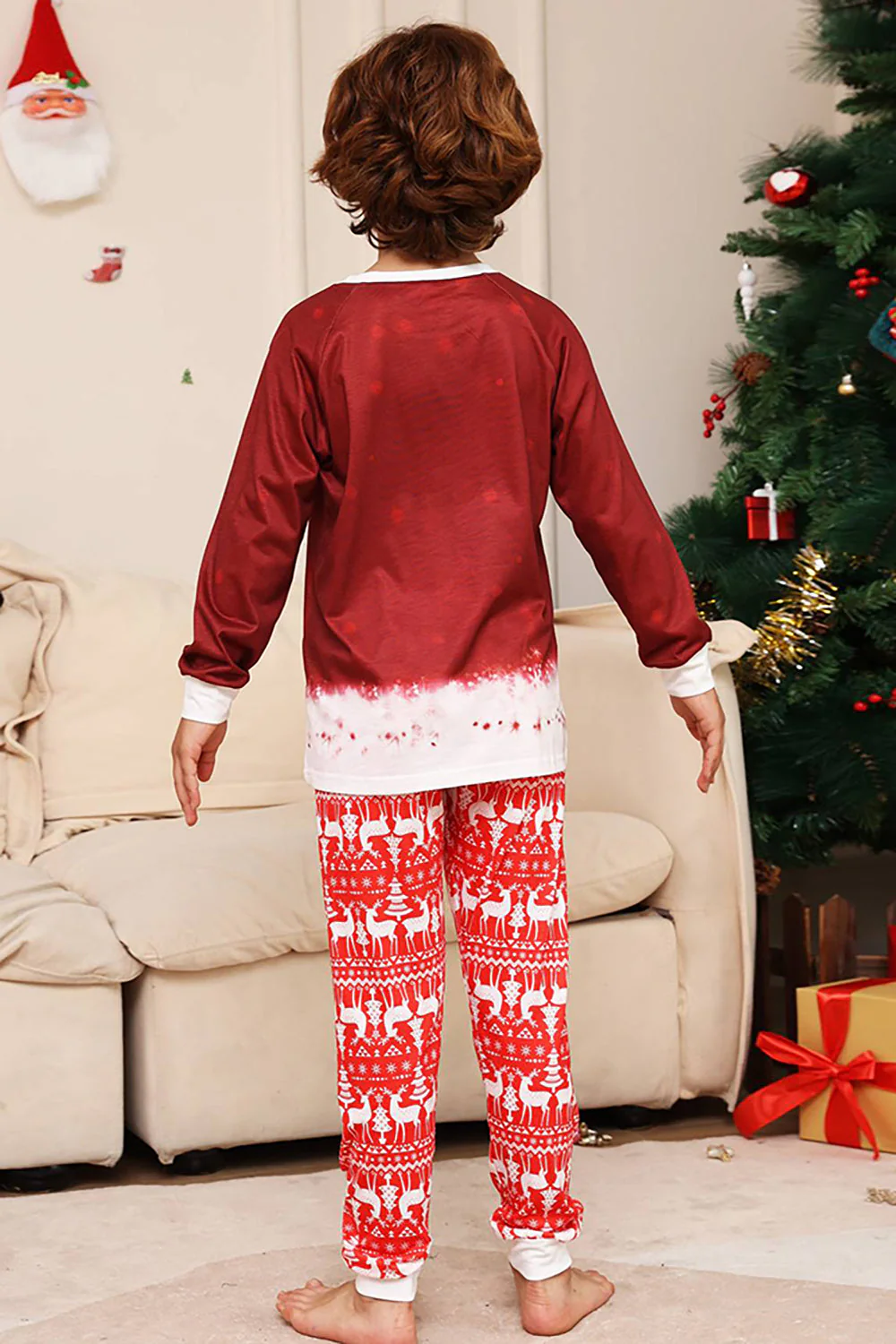 Ensemble pyjama assorti familial de Noël bonhomme de neige rouge - Image 11
