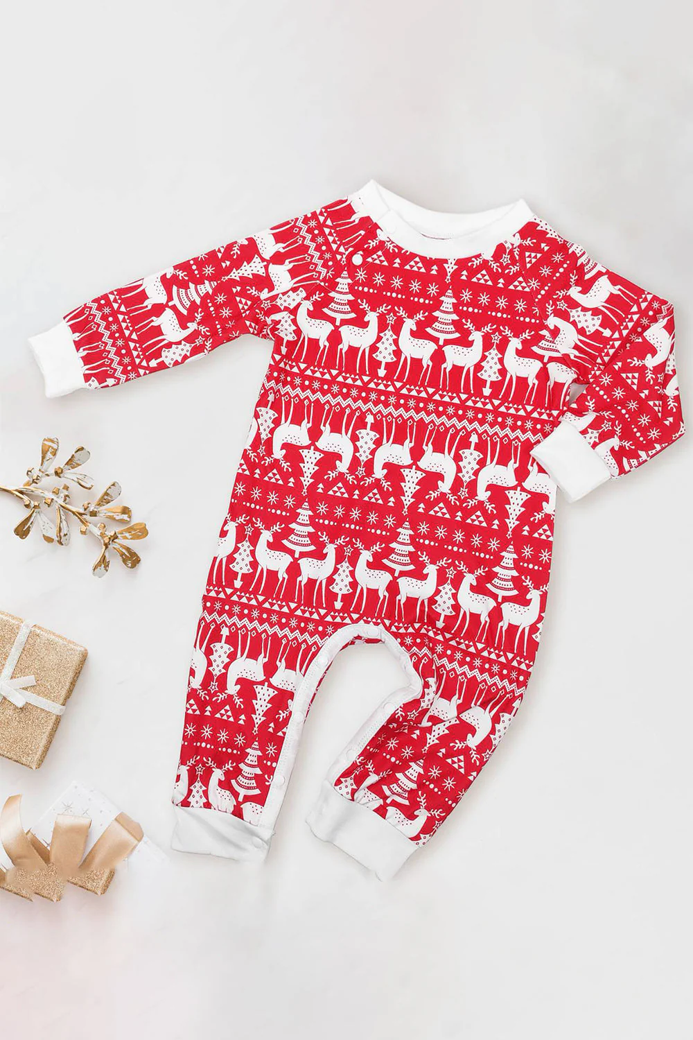 Ensemble pyjama assorti familial de Noël bonhomme de neige rouge - Image 12