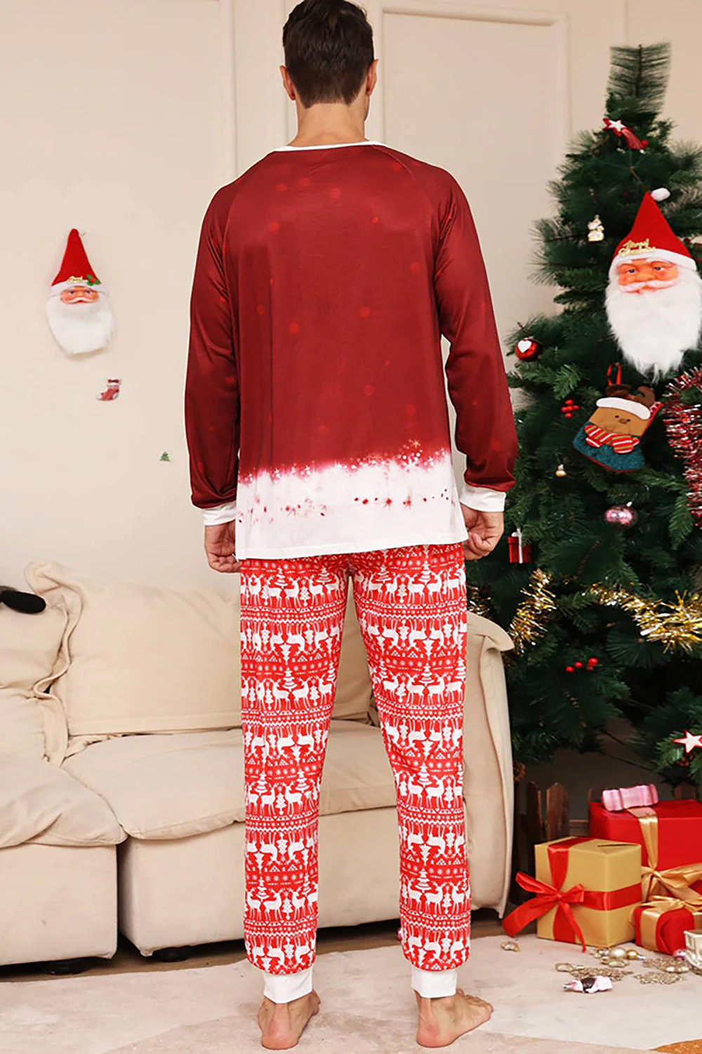 Ensemble pyjama assorti familial de Noël bonhomme de neige rouge - Image 6