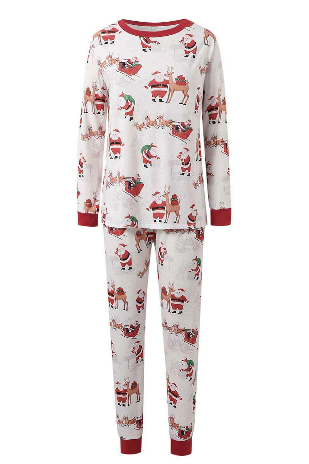 Ensembles de pyjamas de Noël familiaux à col rond imprimés blancs - Image 6