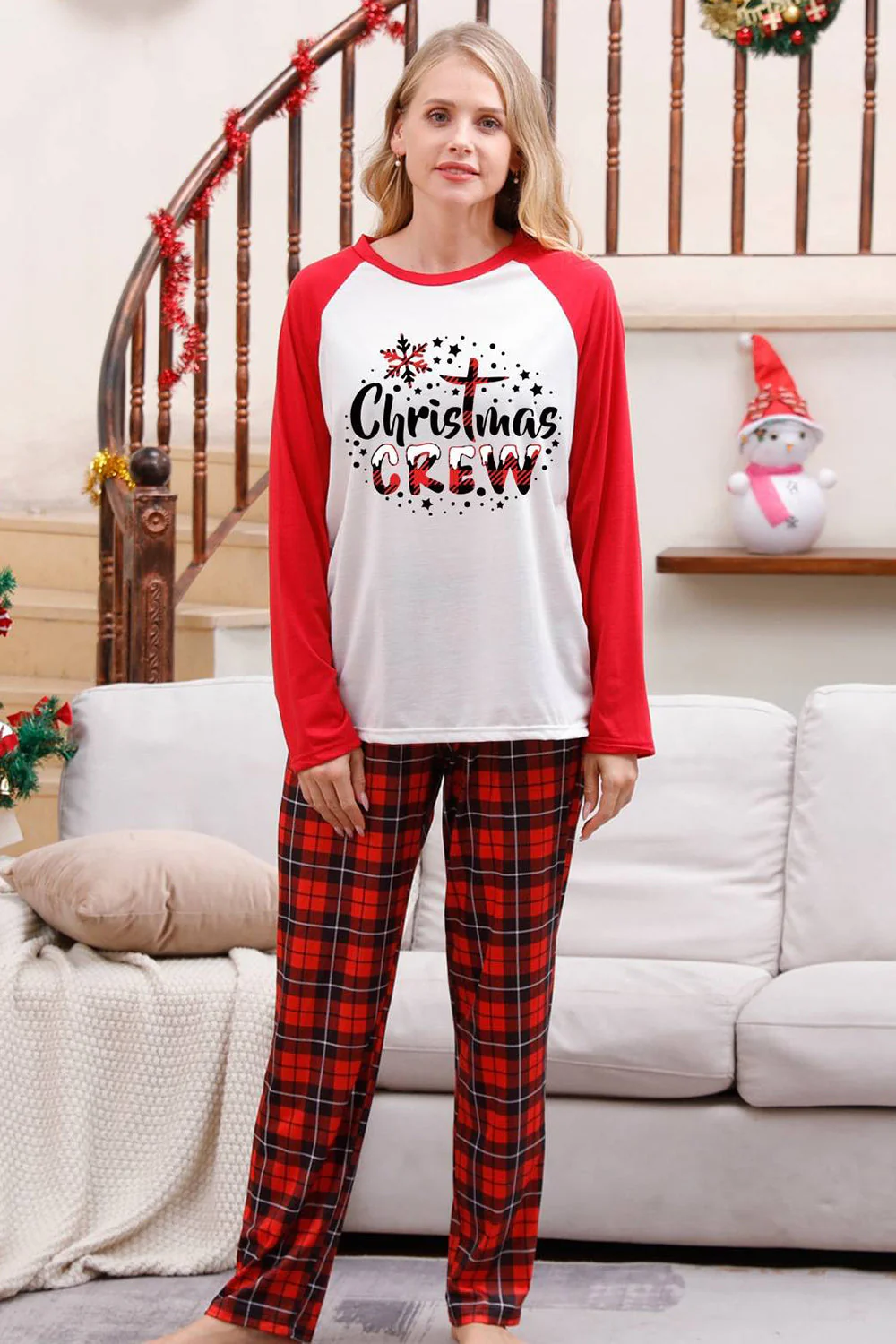 Ensembles de pyjamas de Noël familiaux assortis à carreaux rouges - Image 11