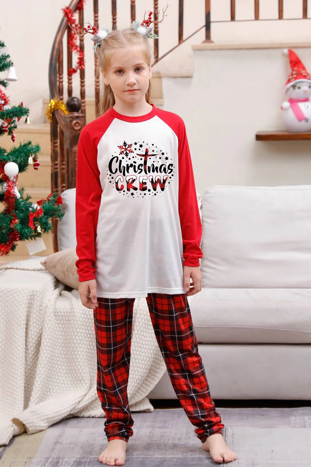 Ensembles de pyjamas de Noël familiaux assortis à carreaux rouges - Image 12