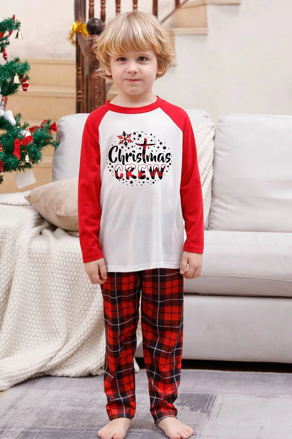 Ensembles de pyjamas de Noël familiaux assortis à carreaux rouges - Image 13