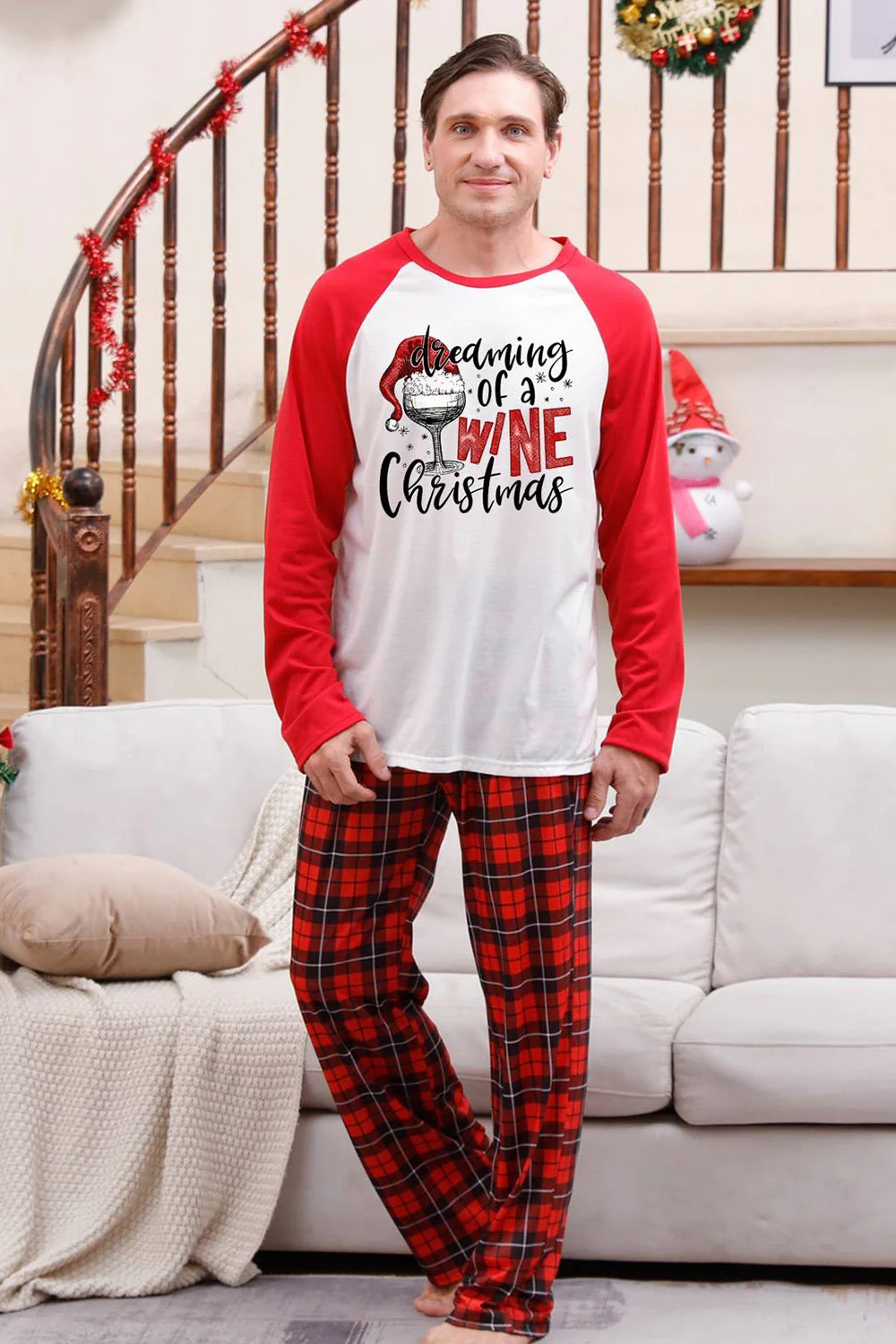 Ensembles de pyjamas de Noël familiaux assortis à carreaux rouges - Image 3