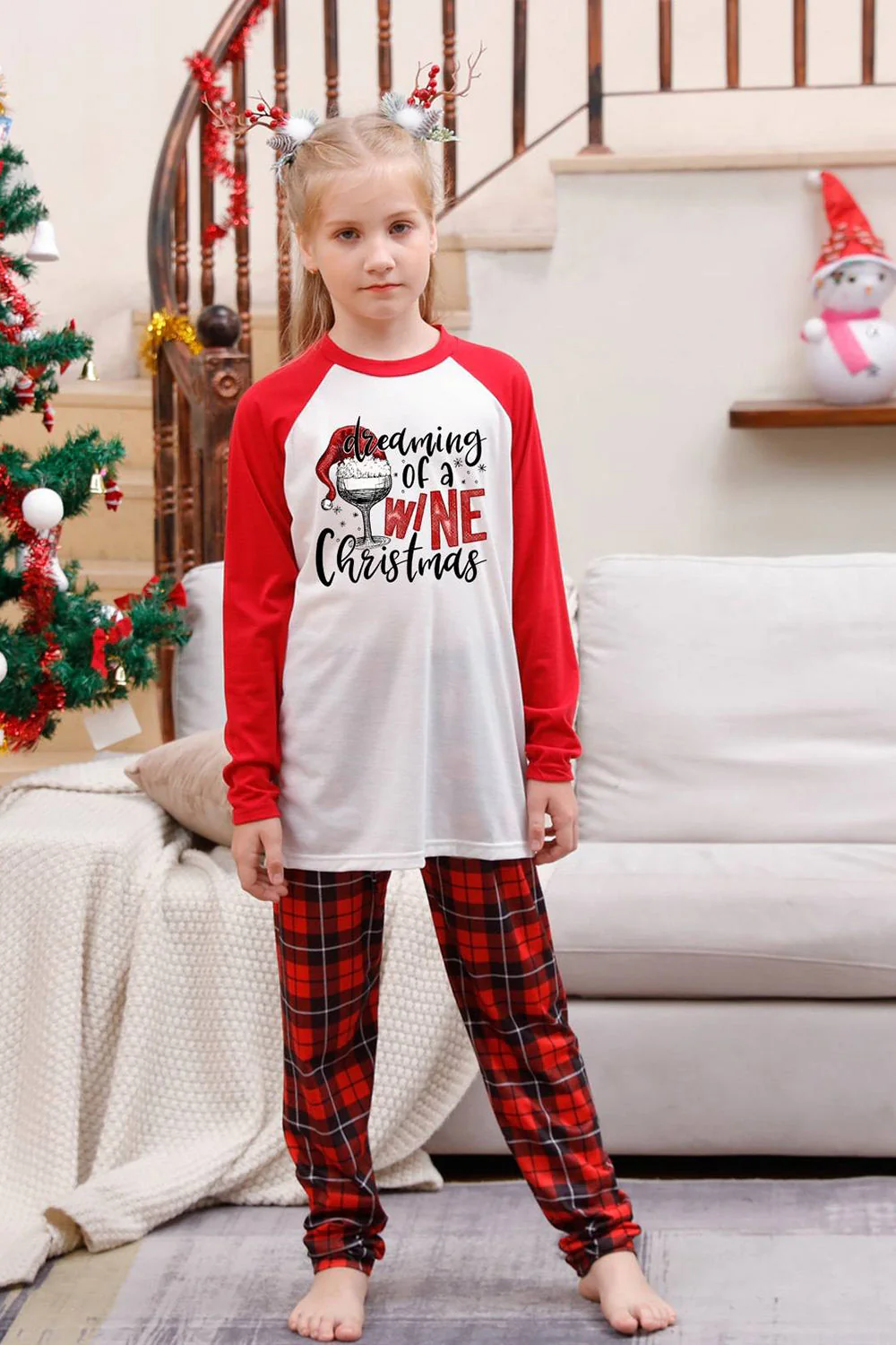 Ensembles de pyjamas de Noël familiaux assortis à carreaux rouges - Image 6