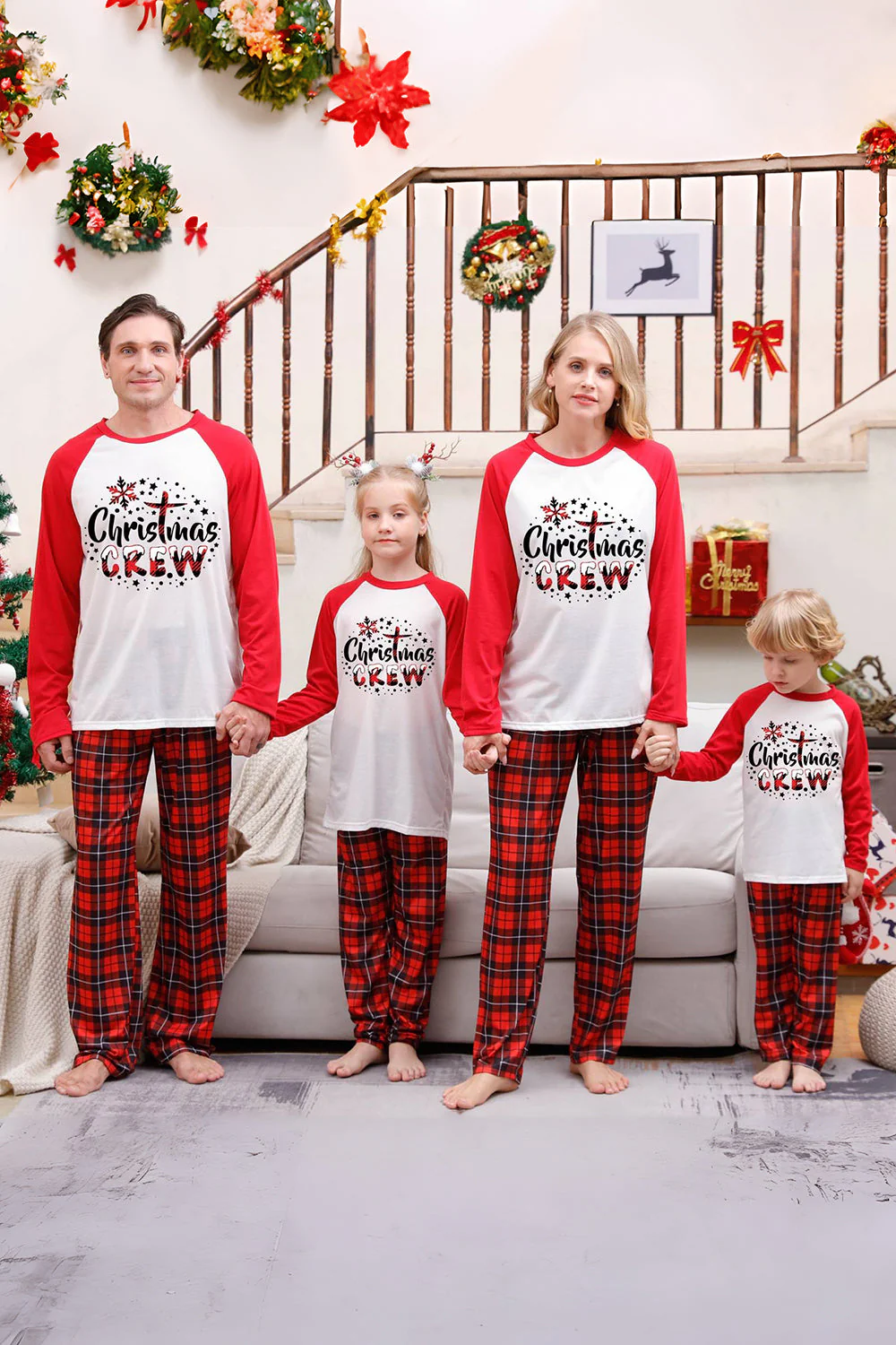 Ensembles de pyjamas de Noël familiaux assortis à carreaux rouges - Image 8