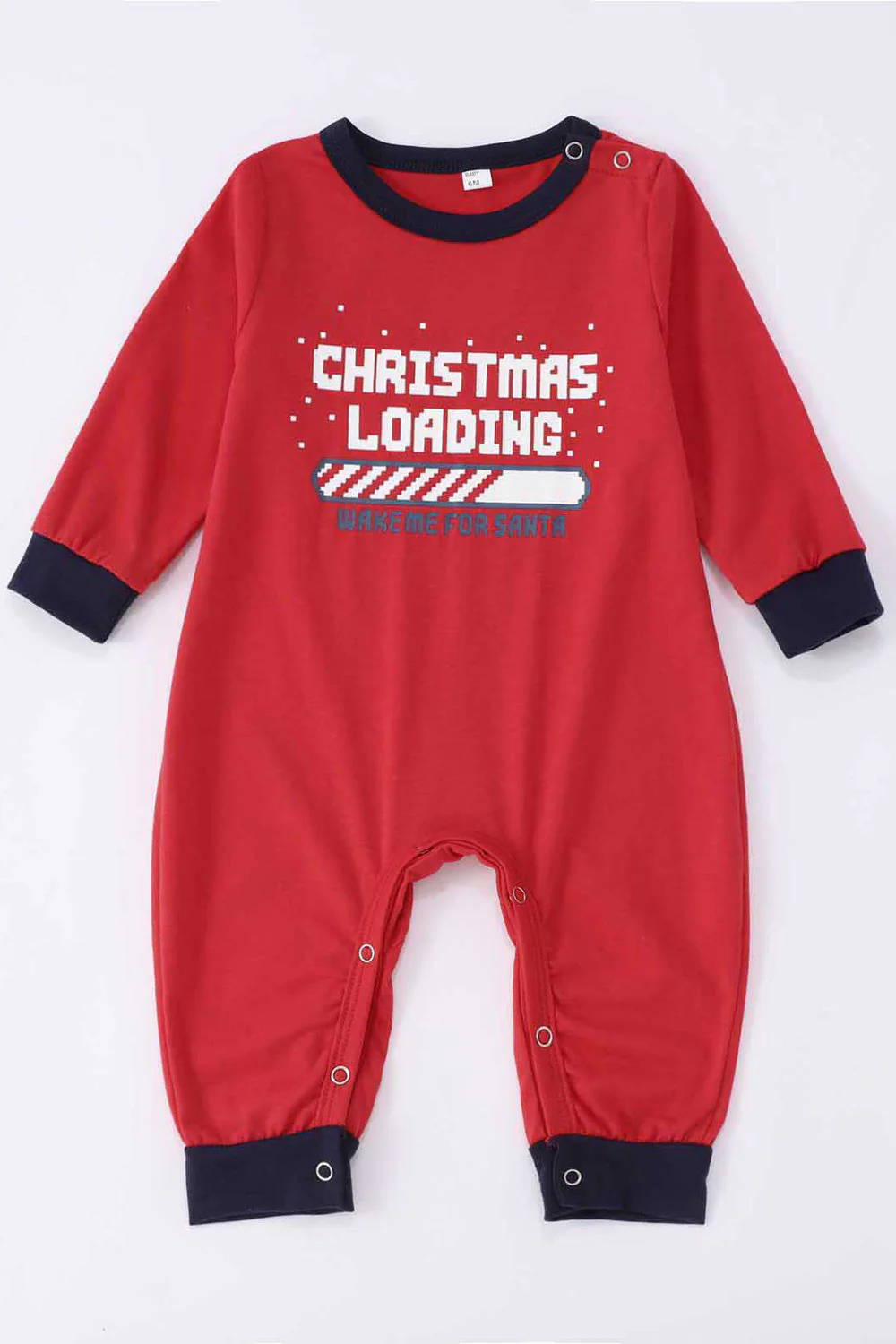 Ensembles de pyjamas familiaux de Noël à manches longues imprimés rouges - Image 5