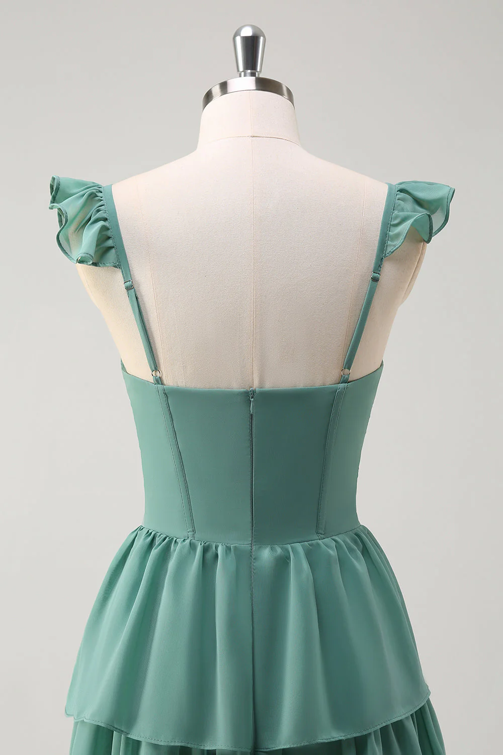 Eucalyptus A Line Corset Robe de demoiselle d’honneur longue avec fente - Image 5