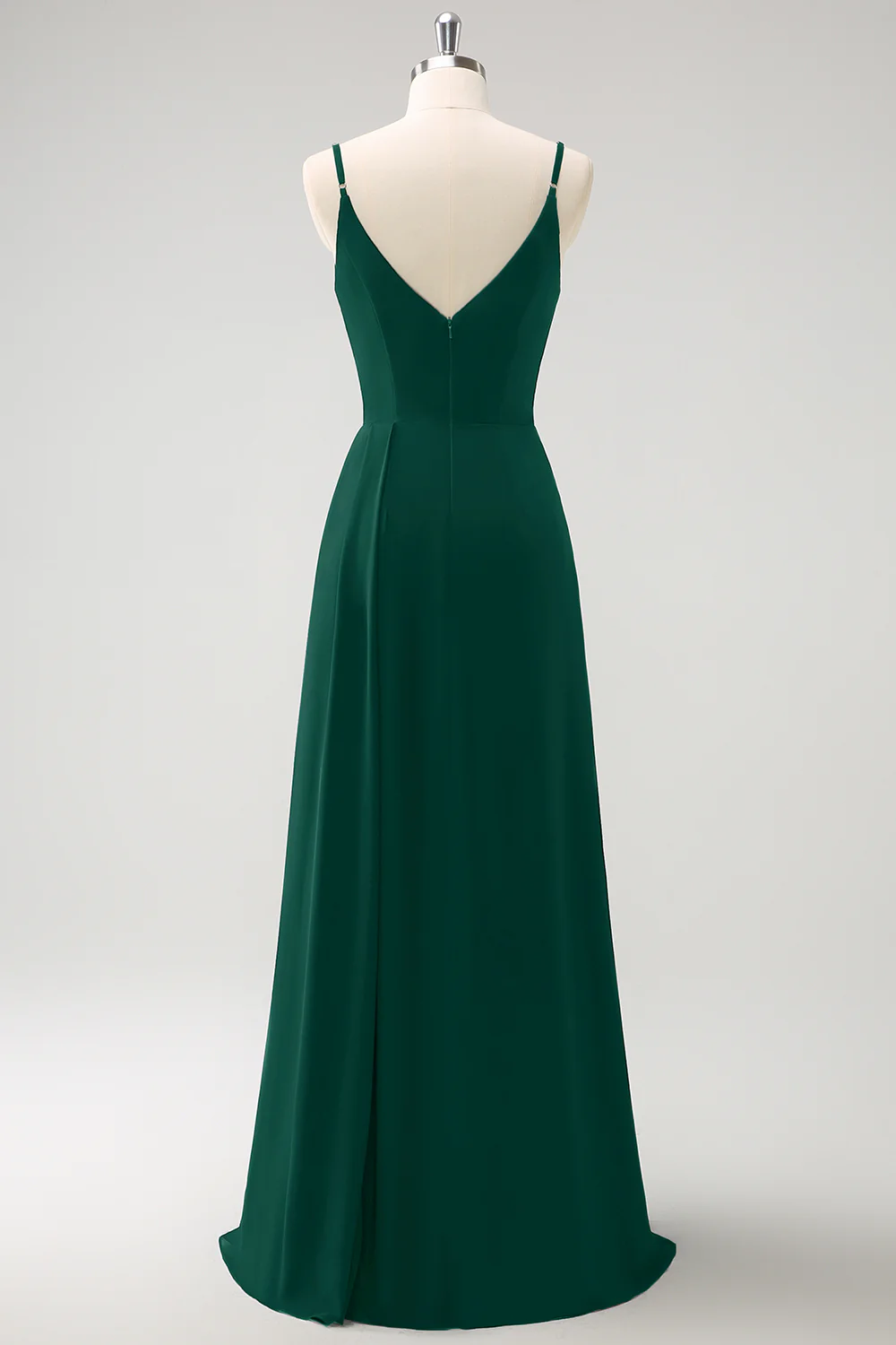 Eucalyptus spaghetti bretelles Ruche Robe longue de demoiselle d’honneur avec fente - Image 10