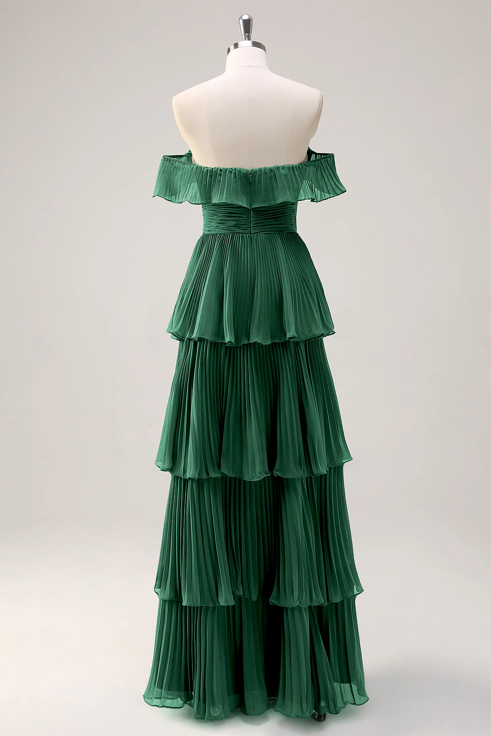 Robe de demoiselle d’honneur eucalyptus en A-line dénudée d’épaule plissée avec fente - Image 14