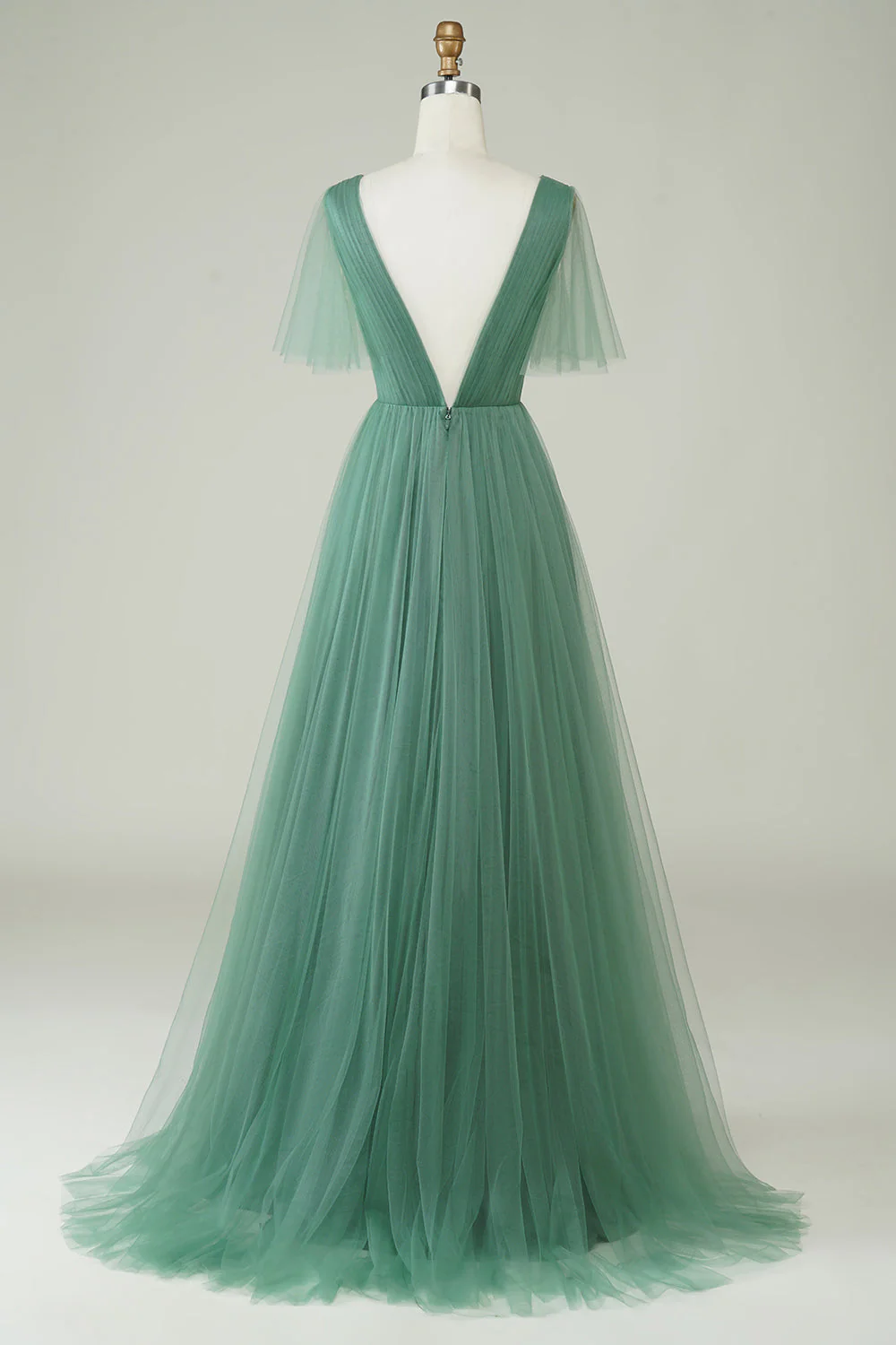 Eucalyptus V Col Dos Ouvert A-ligne Tulle Robe de demoiselle d’honneur - Image 2