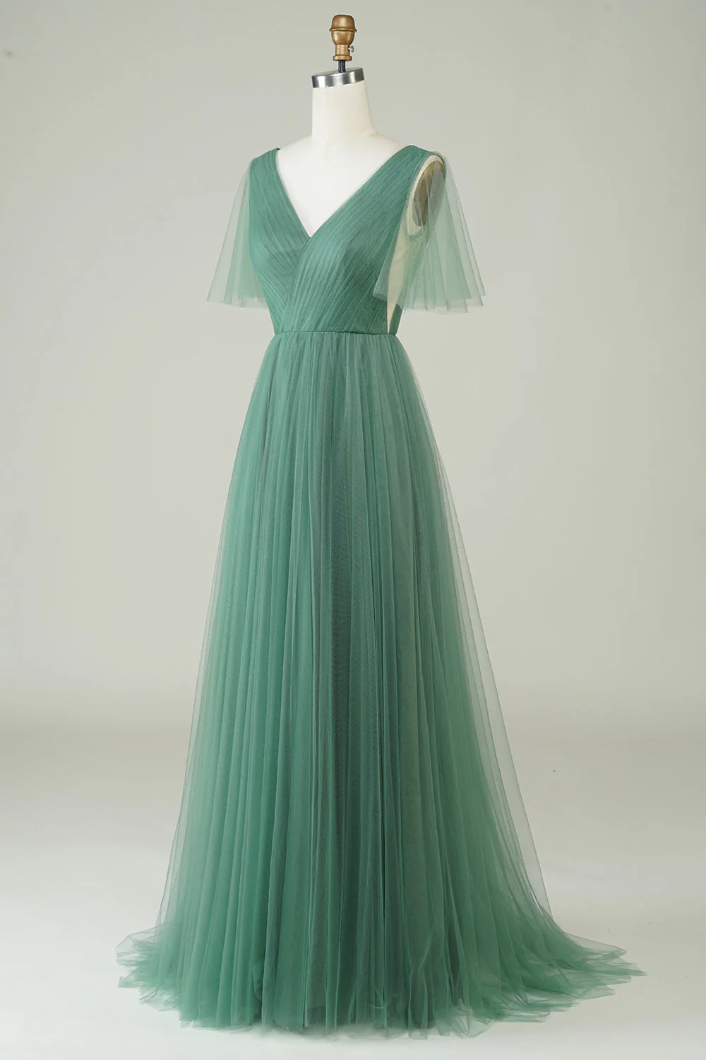 Eucalyptus V Col Dos Ouvert A-ligne Tulle Robe de demoiselle d’honneur - Image 3