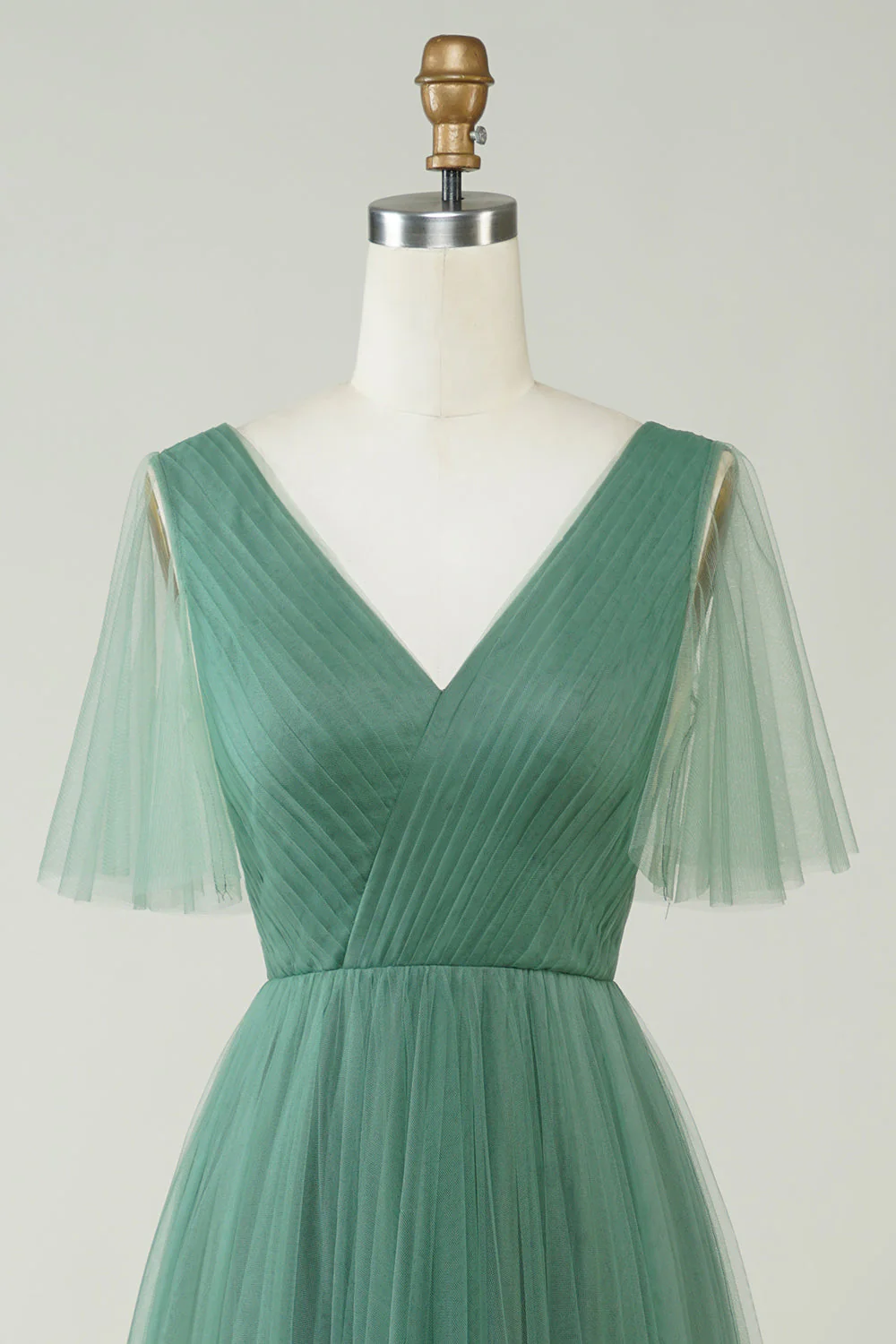 Eucalyptus V Col Dos Ouvert A-ligne Tulle Robe de demoiselle d’honneur - Image 4