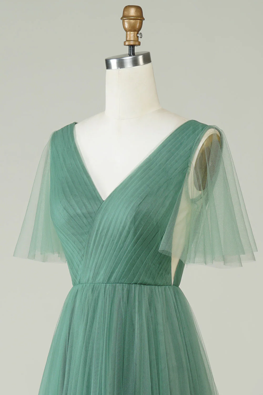 Eucalyptus V Col Dos Ouvert A-ligne Tulle Robe de demoiselle d’honneur - Image 5