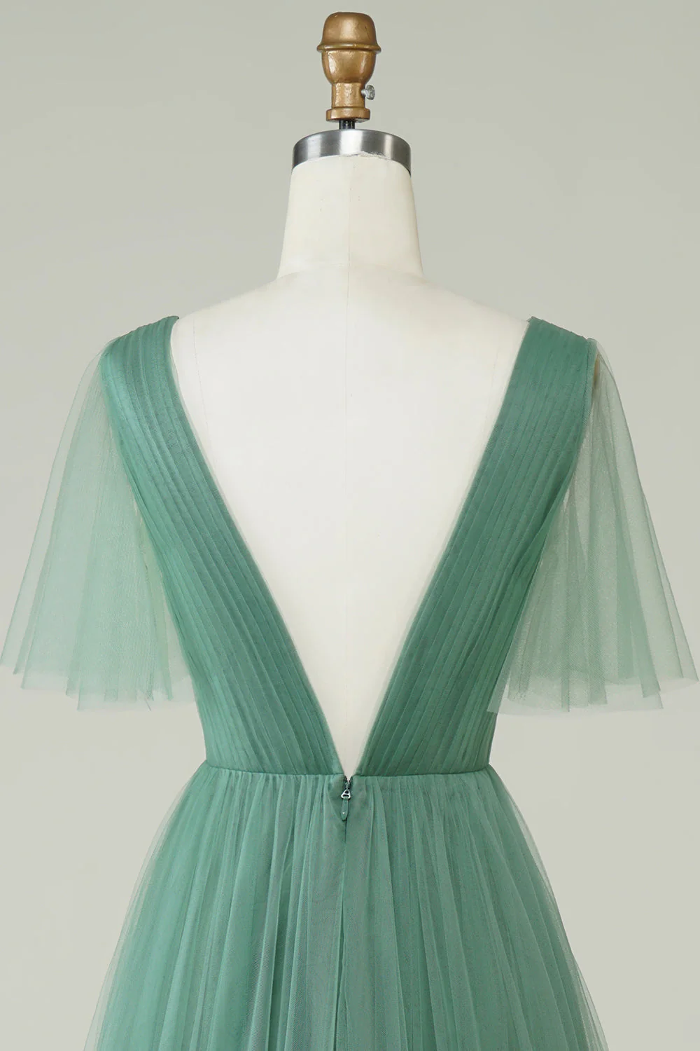 Eucalyptus V Col Dos Ouvert A-ligne Tulle Robe de demoiselle d’honneur - Image 6