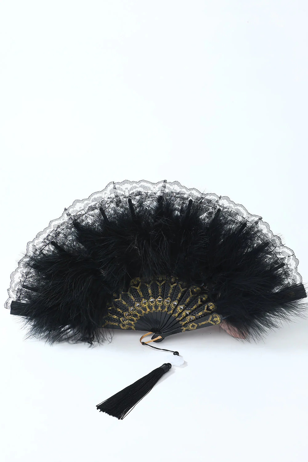 Éventail de dentelle de plumes des années 20 - Image 5