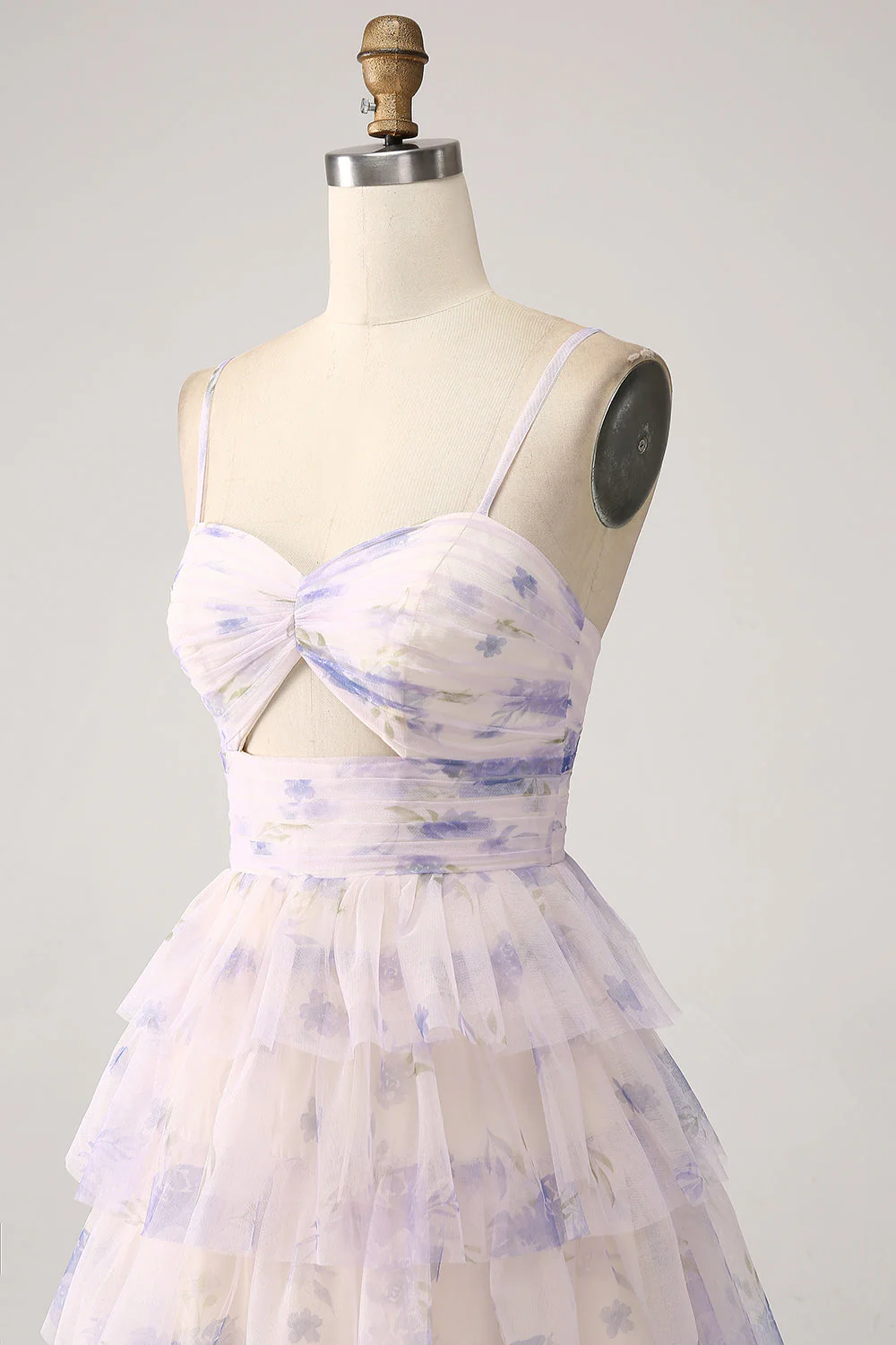 Fleur de lavande à plusieurs niveaux princesse robe de Soirée avec plissé - Image 5