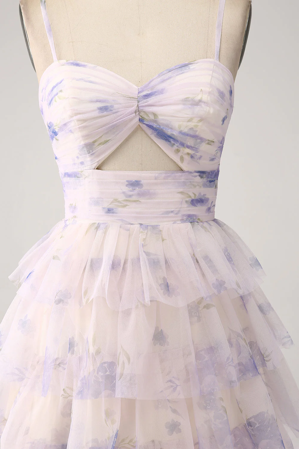Fleur de lavande à plusieurs niveaux princesse robe de Soirée avec plissé - Image 7