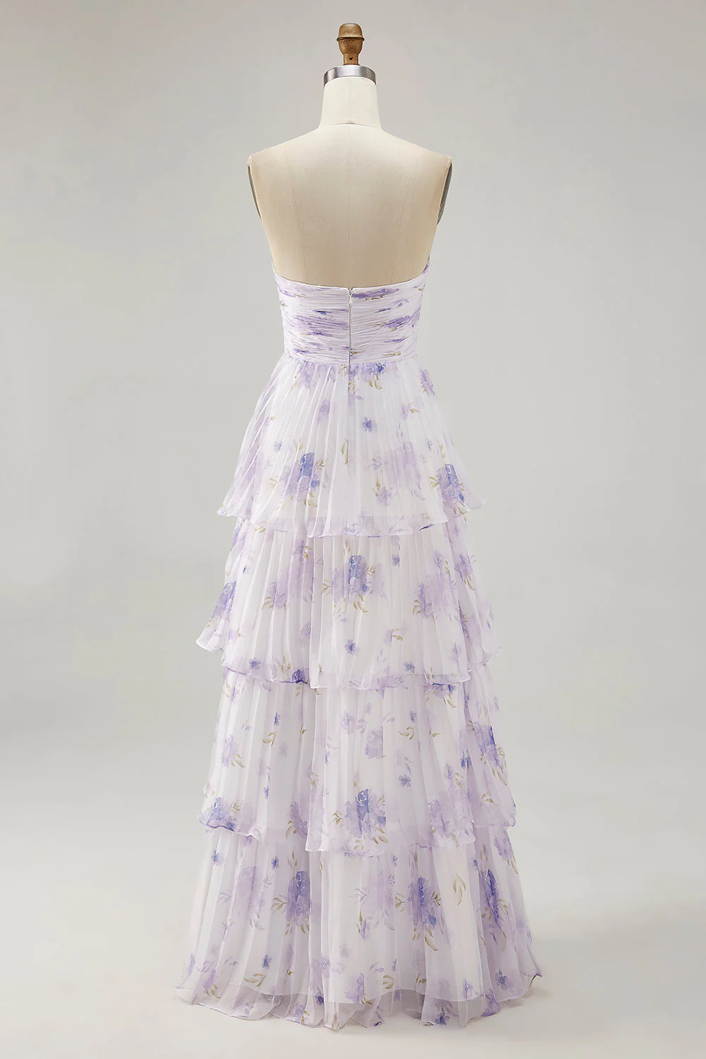 Fleur de lavande à plusieurs niveaux une ligne bustier plissé robe de demoiselle d’honneur - Image 2