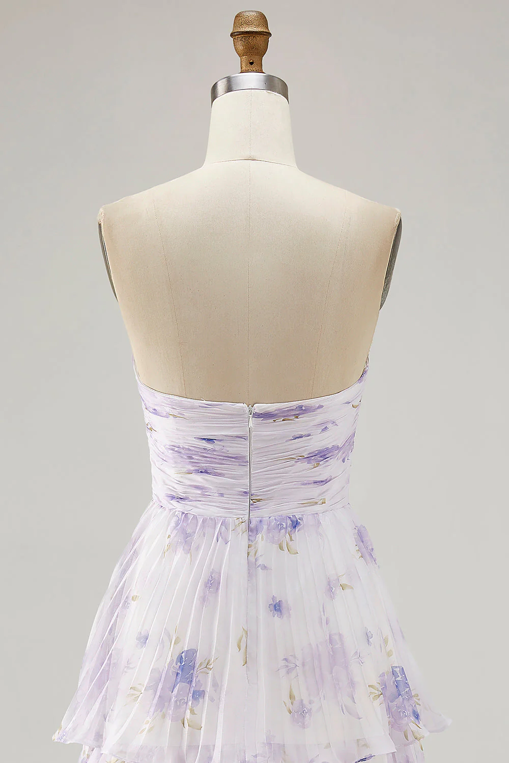 Fleur de lavande à plusieurs niveaux une ligne bustier plissé robe de demoiselle d’honneur - Image 5