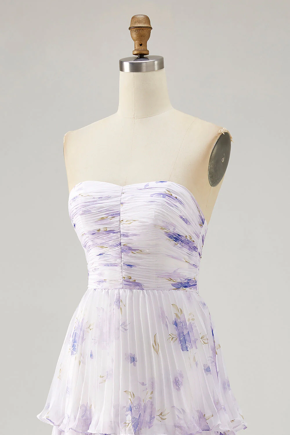 Fleur de lavande à plusieurs niveaux une ligne bustier plissé robe de demoiselle d’honneur - Image 6