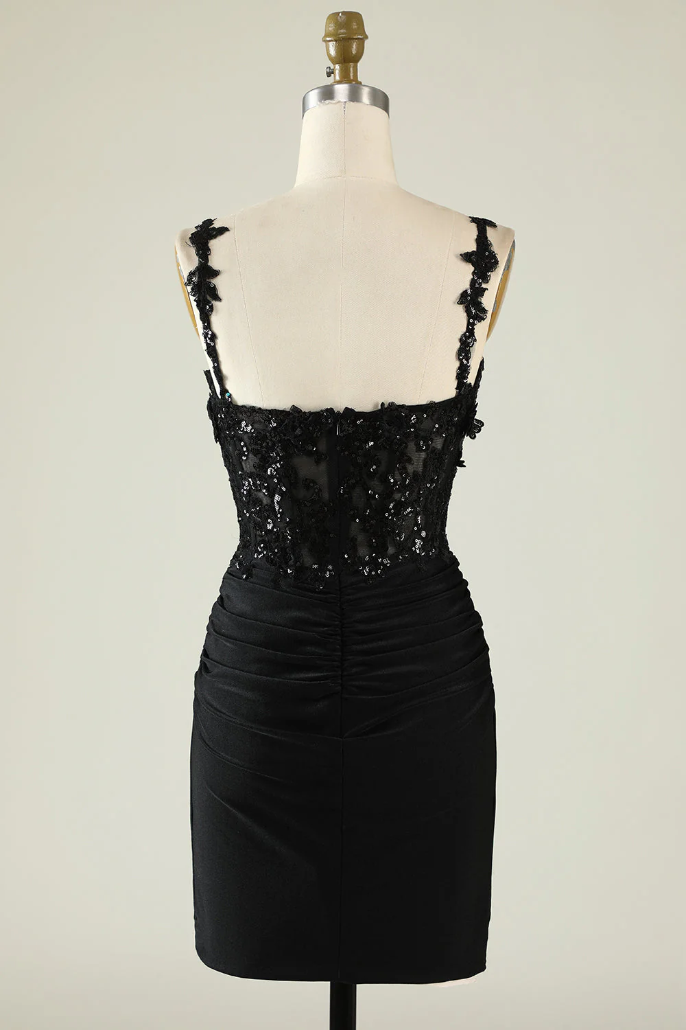 Fourreau de l’épaule Robe courte vert foncé avec appliques - Image 10