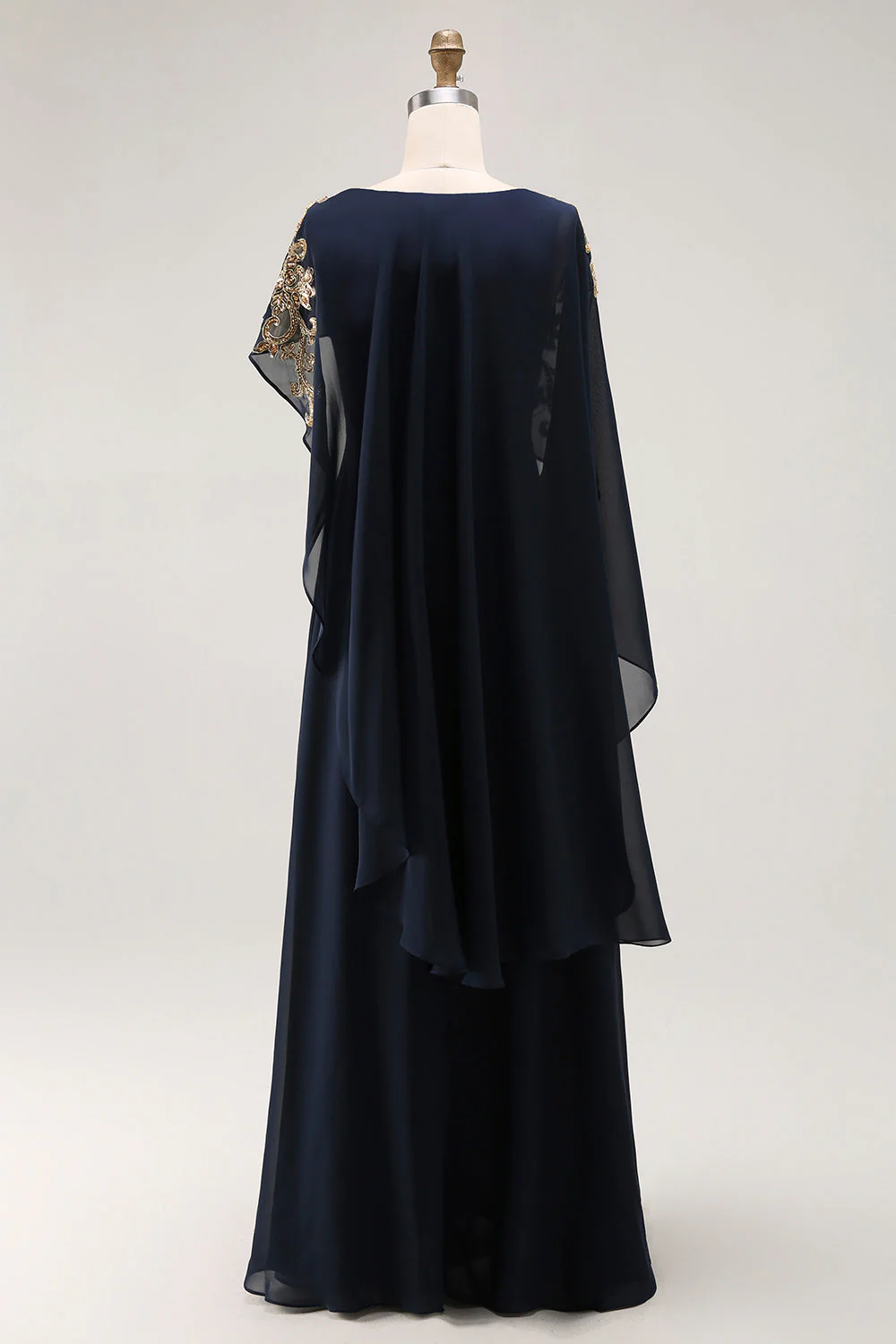 Fourreau Marine Appliqué Mère De La Robe De La Mariée Avec Châle - Image 2