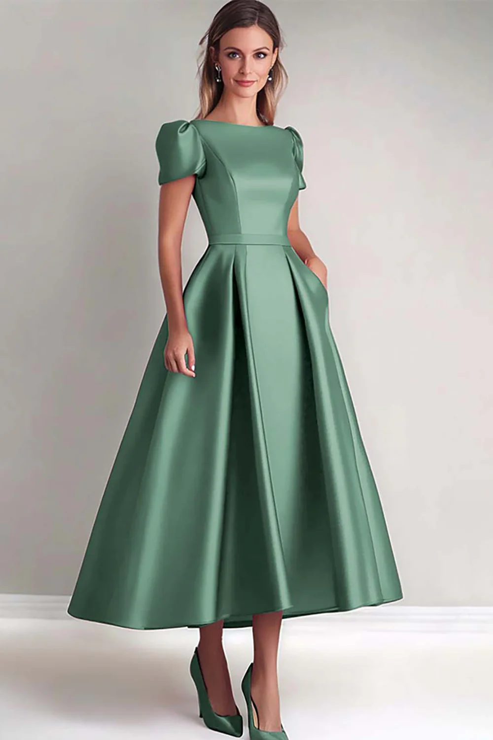 Fuchsia A Ligne Manches Bouffantes Robe Mère de la Mariée - Image 11
