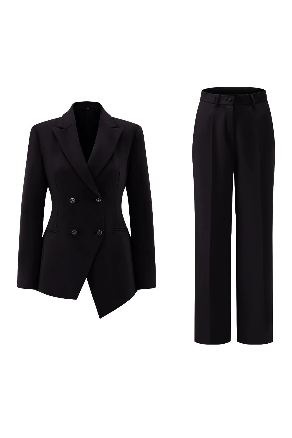 Costume femme 2 pièces fuchsia revers pointe avec boutons - Image 11