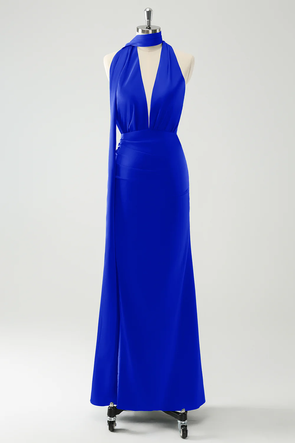 Fuchsia Sheath V-Neck Backless Robe d’invitée de mariage avec fente - Image 5