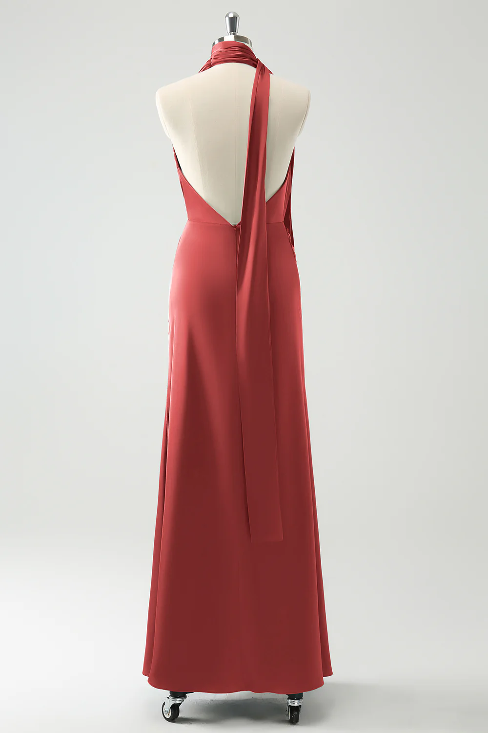 Fuchsia Sheath V-Neck Backless Robe d’invitée de mariage avec fente - Image 8