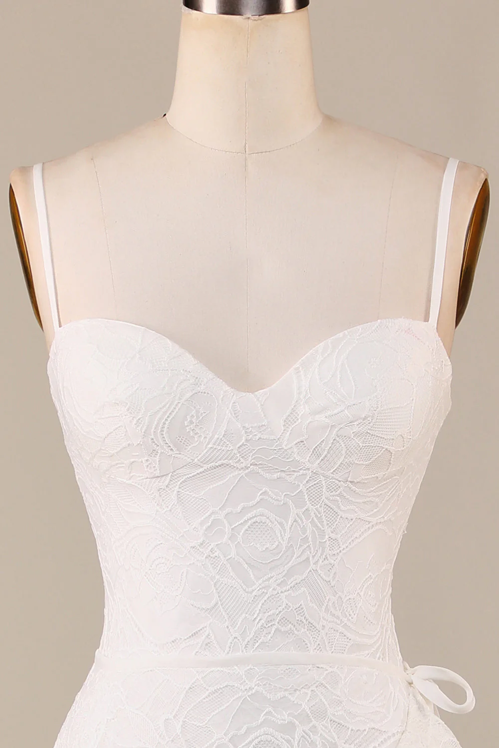 Gaine Spaghetti Sangles Dentelle Ivoire Asymétrique Détachable Train Boho Robe de mariée - Image 5