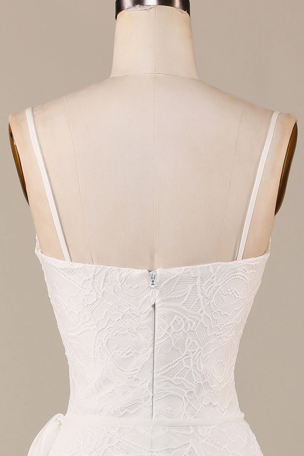 Gaine Spaghetti Sangles Dentelle Ivoire Asymétrique Détachable Train Boho Robe de mariée - Image 6