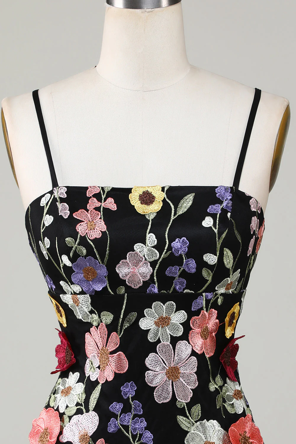 Gaine Bretelles Spaghetti Blush Cocktail Robe avec fleurs 3D - Image 10