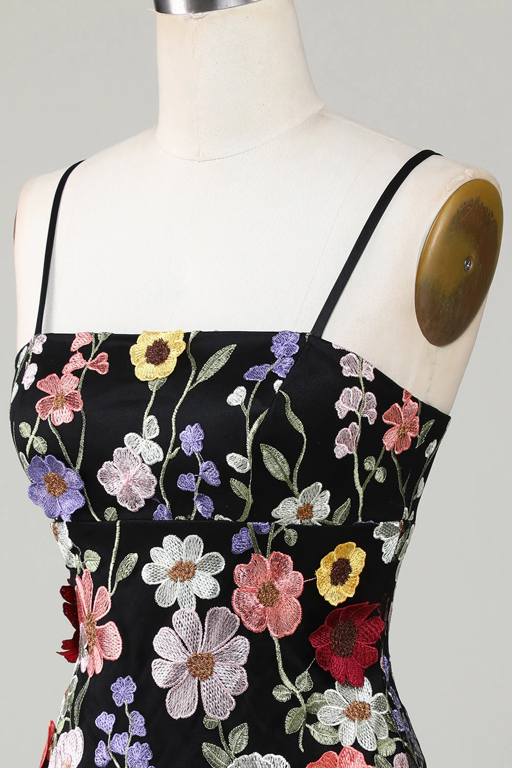 Gaine Bretelles Spaghetti Blush Cocktail Robe avec fleurs 3D - Image 11