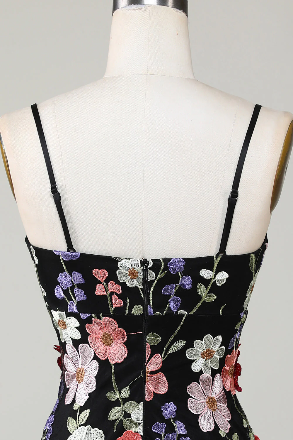 Gaine Bretelles Spaghetti Blush Cocktail Robe avec fleurs 3D - Image 12